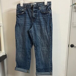 Zara Women's Straight Leg Jeans - Dark Blue